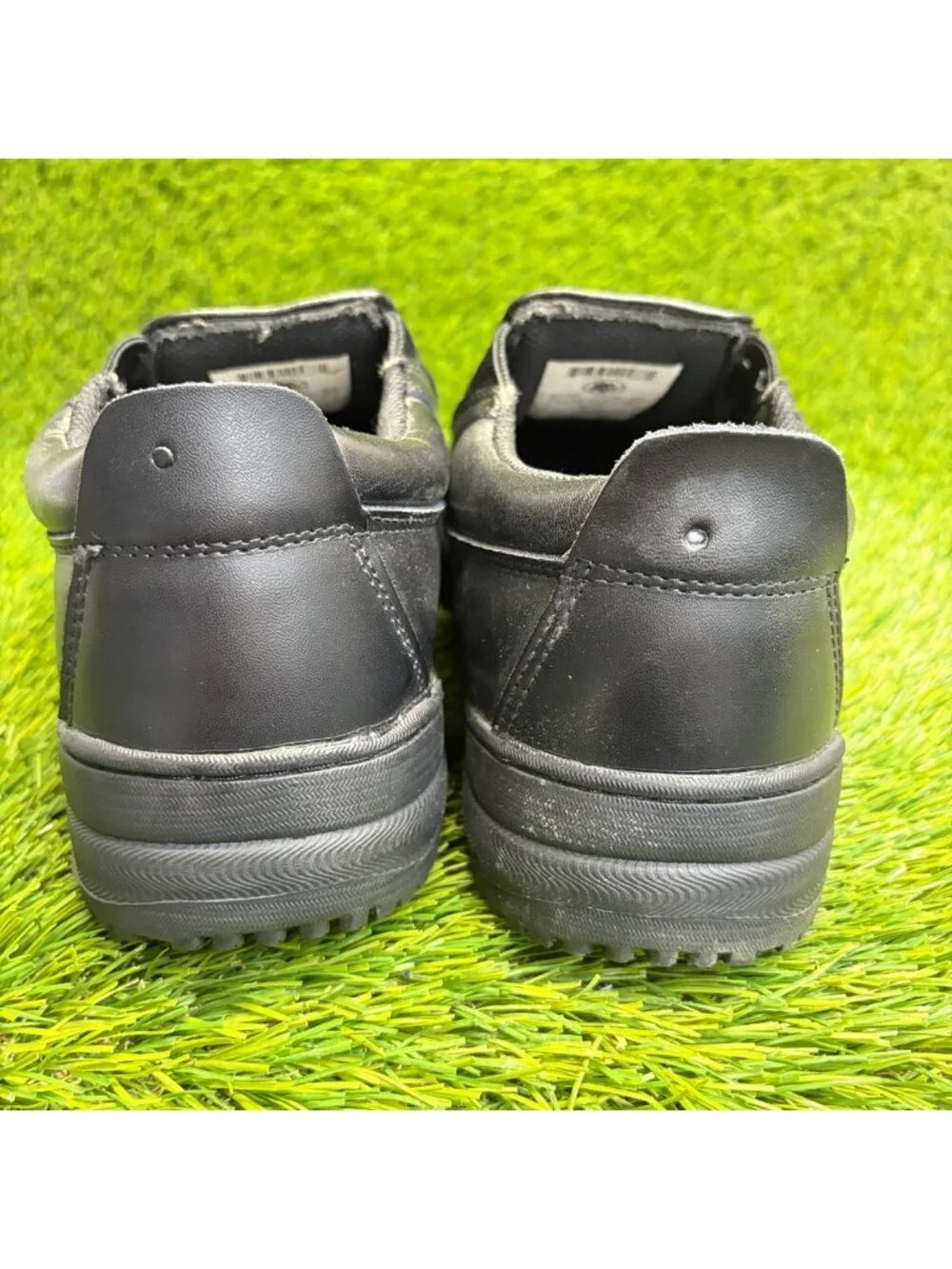 SlipGrips Mens Size 9 Black Leather Slip-Resistant Slip-On Steel Toe Work Shoes